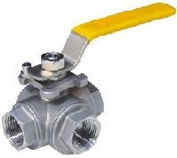 stainless steel 4 way ball valve, npt ends