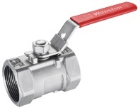 Stainless steel one piece ball valve(single piece design), floating type, lever operated.