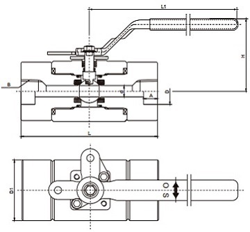 Floating Type 3 Piece Ball Valve Reduced Bore