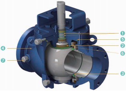 Design Features of top entry trounion mounted ball valve