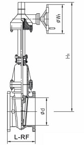 G.A drawing of 150LB API 600 gate valve, gear op.