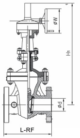 G.A drawing of 300LB API 600 gate valve, gear operated