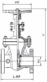 G.A drawing of 300LB HW OP. gate valve