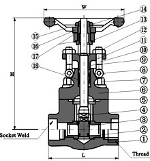 G.A drawing of API 600 bolted bonnet gate valve