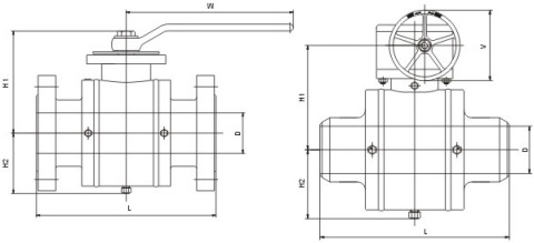 Drawing of fully welded ball valve