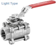 light type ss 3 piece ball valve with mounting pade