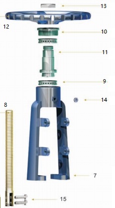 Part 2 of explosive view of metal seal knife gate valve