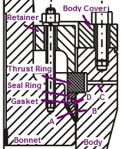 cross view of gate valves' pressure seal bonnet design