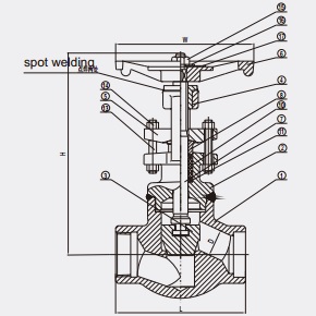 Forged steel globe valve welded bonnet.