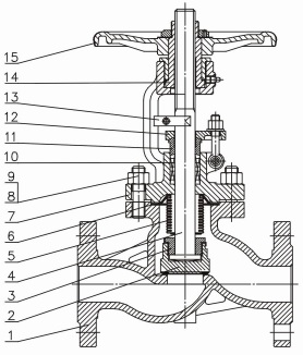 G.A drawing of DIN bellow seal globe valve