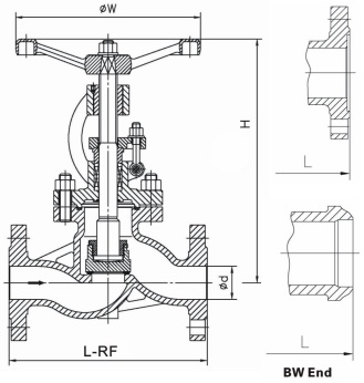 Outline of DIN globe valve