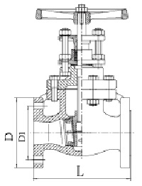 Drawing of 125LB non rising stem gate valve.