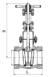 Drawing of 125LB screw end OS&Y gate valve.