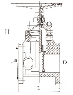 Drawing of AWWA C509 non rising stem resilient seat gate valve.