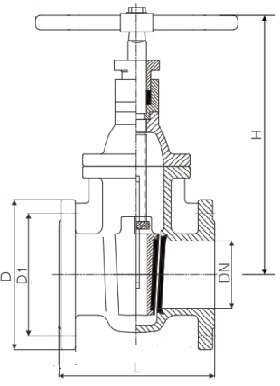 Drawing of BS5163 non rising stem gate valve.