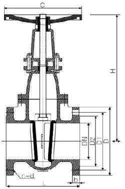 Drawing of BS5163 OS&Y gate valve.