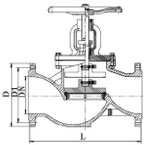 Drawing of DIN globe valve.