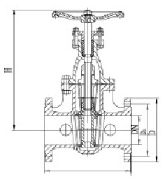 Drawing of DIN metal seal non rising stem gate valve.
