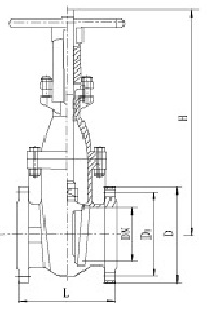 Drawing of DIN metal seal OS&Y gate valve.