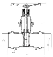 Drawing of socket end resilient seat gate valve.