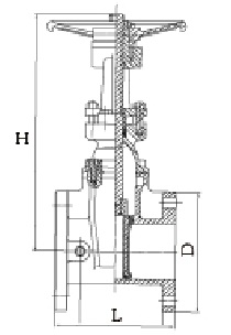 Drawing of AWWA C509 resilient seat OS&Y gate valve.